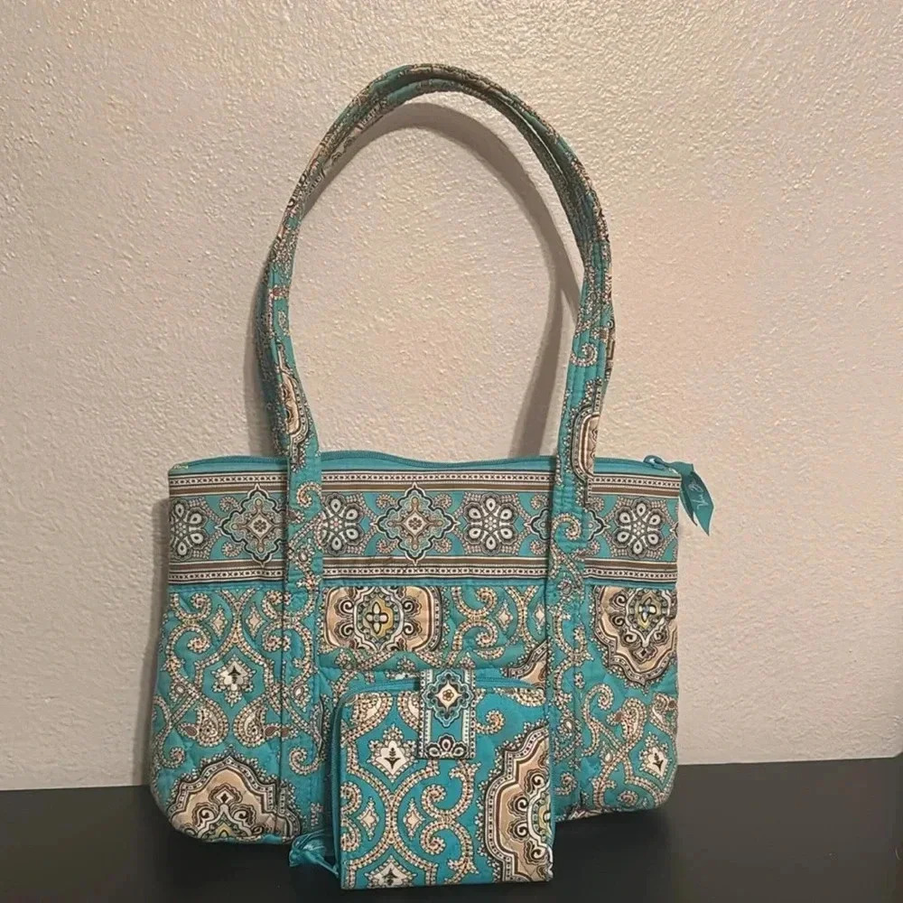 Vera Bradley Totally Turquoise Purse W/ Matching Wallet